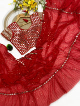 Bollywood style Rani ruffled saree