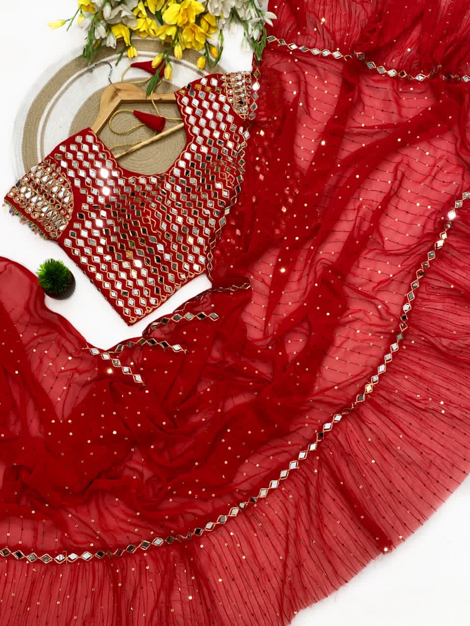Bollywood style Rani ruffled saree