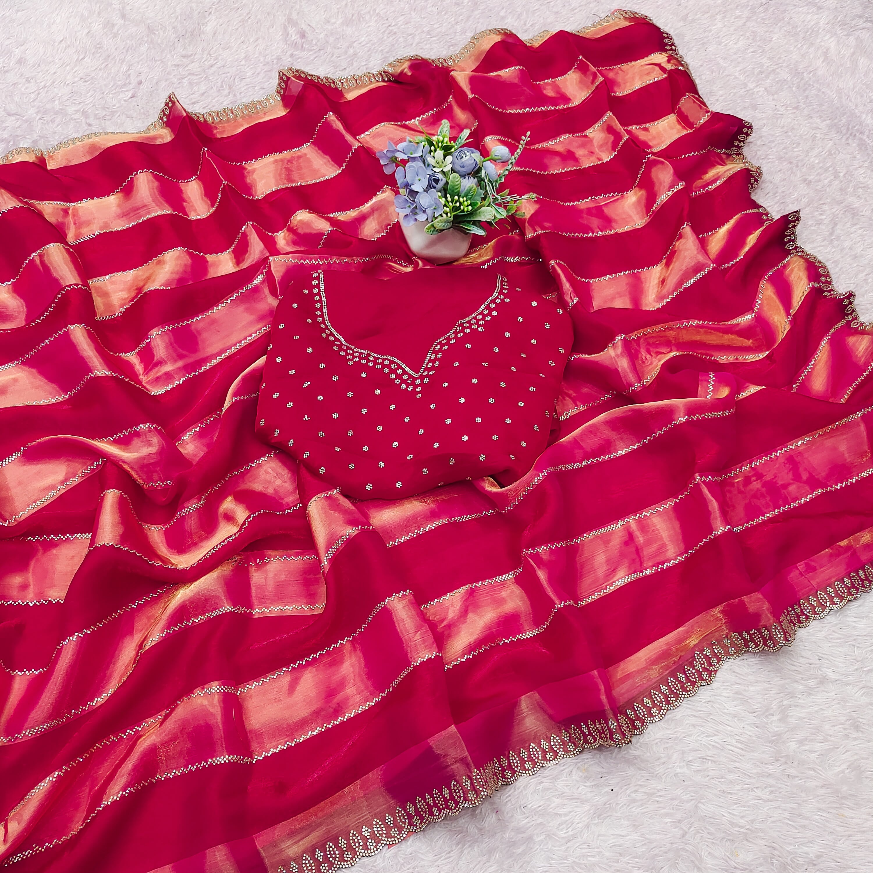 Space silk jharkan work sarees for party wear
