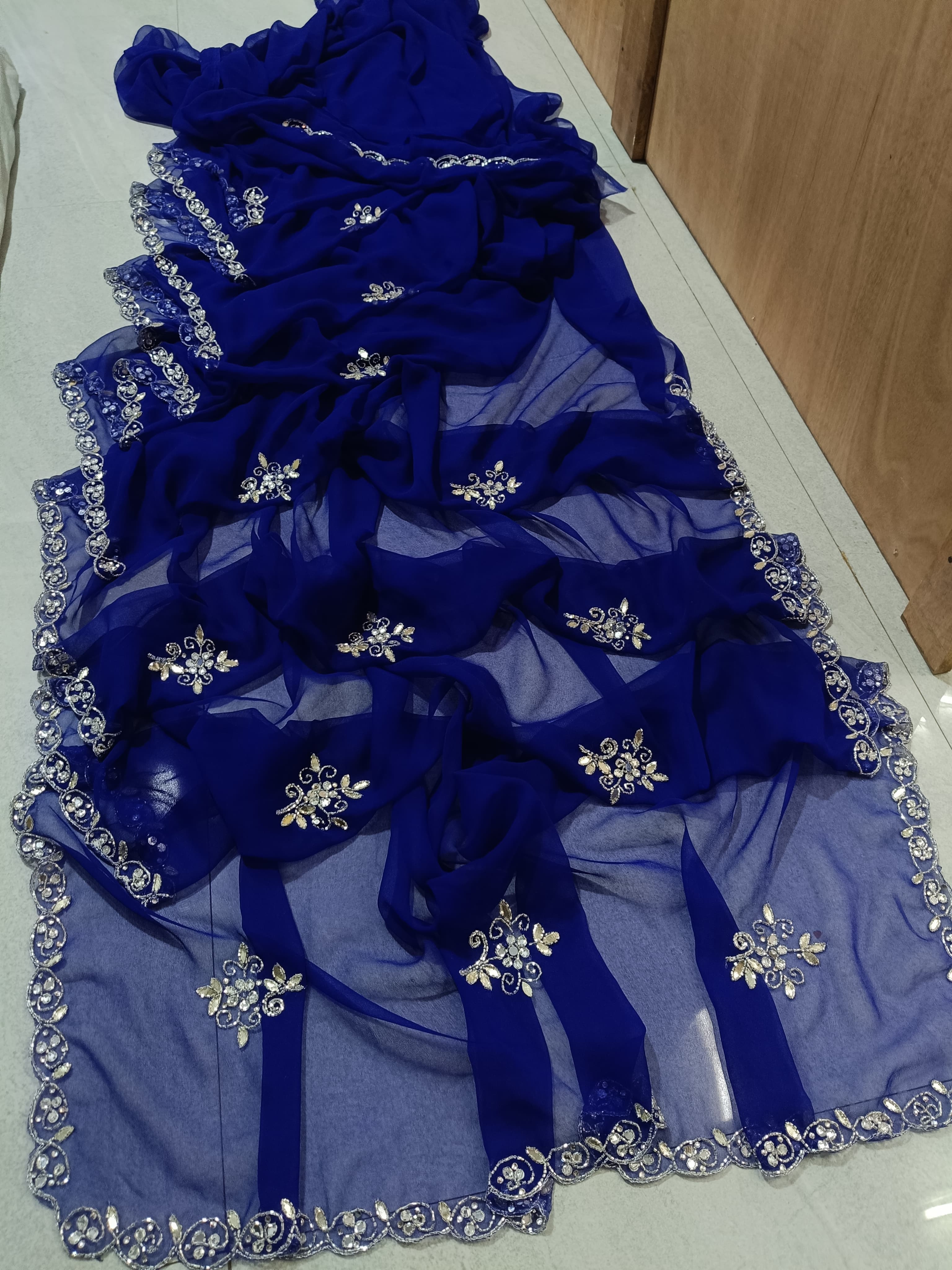 Georgette hand work saree