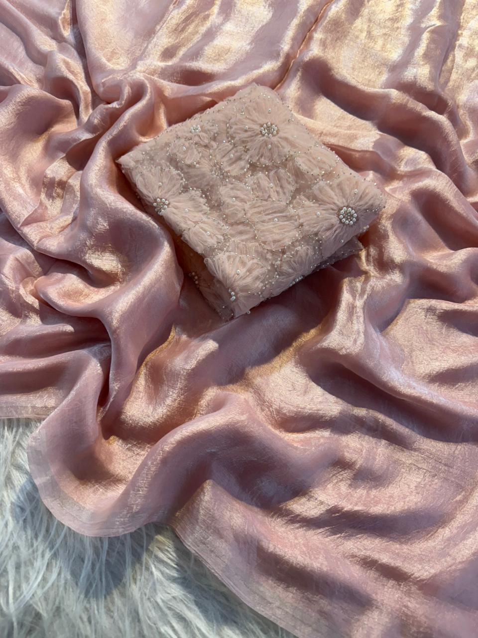 Space silk 3D applique saree