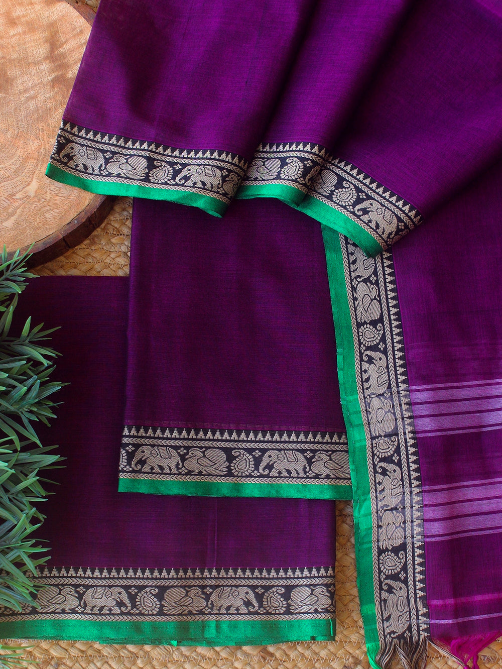 Narayanpeta Elephant Peacock Small boarder dress material