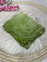 Space silk beads work saree