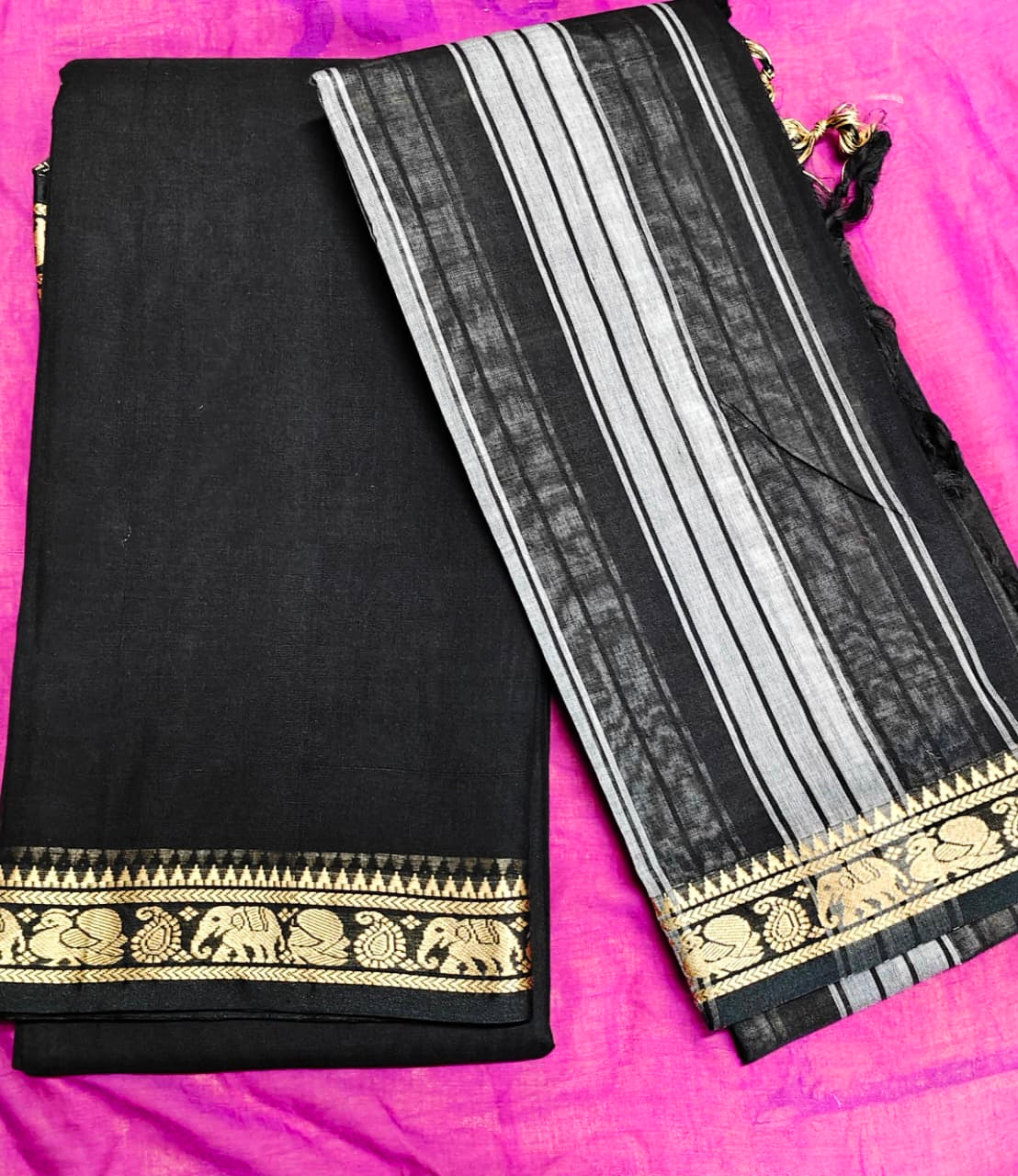 Narayanpeta Elephant Peacock Small boarder dress material