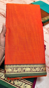 Narayanpeta Mercerised Cotton elephant small boarder saree