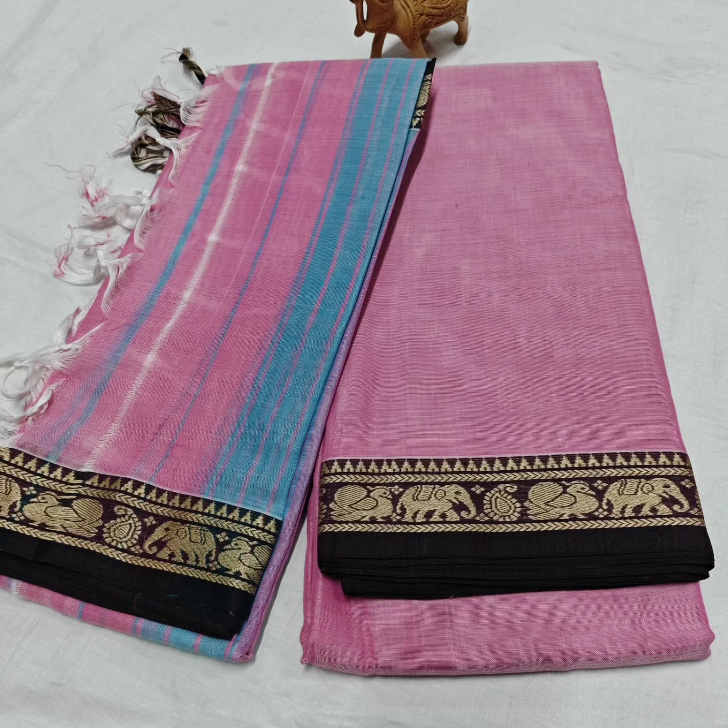 Narayanpeta Elephant Peacock Small boarder dress material