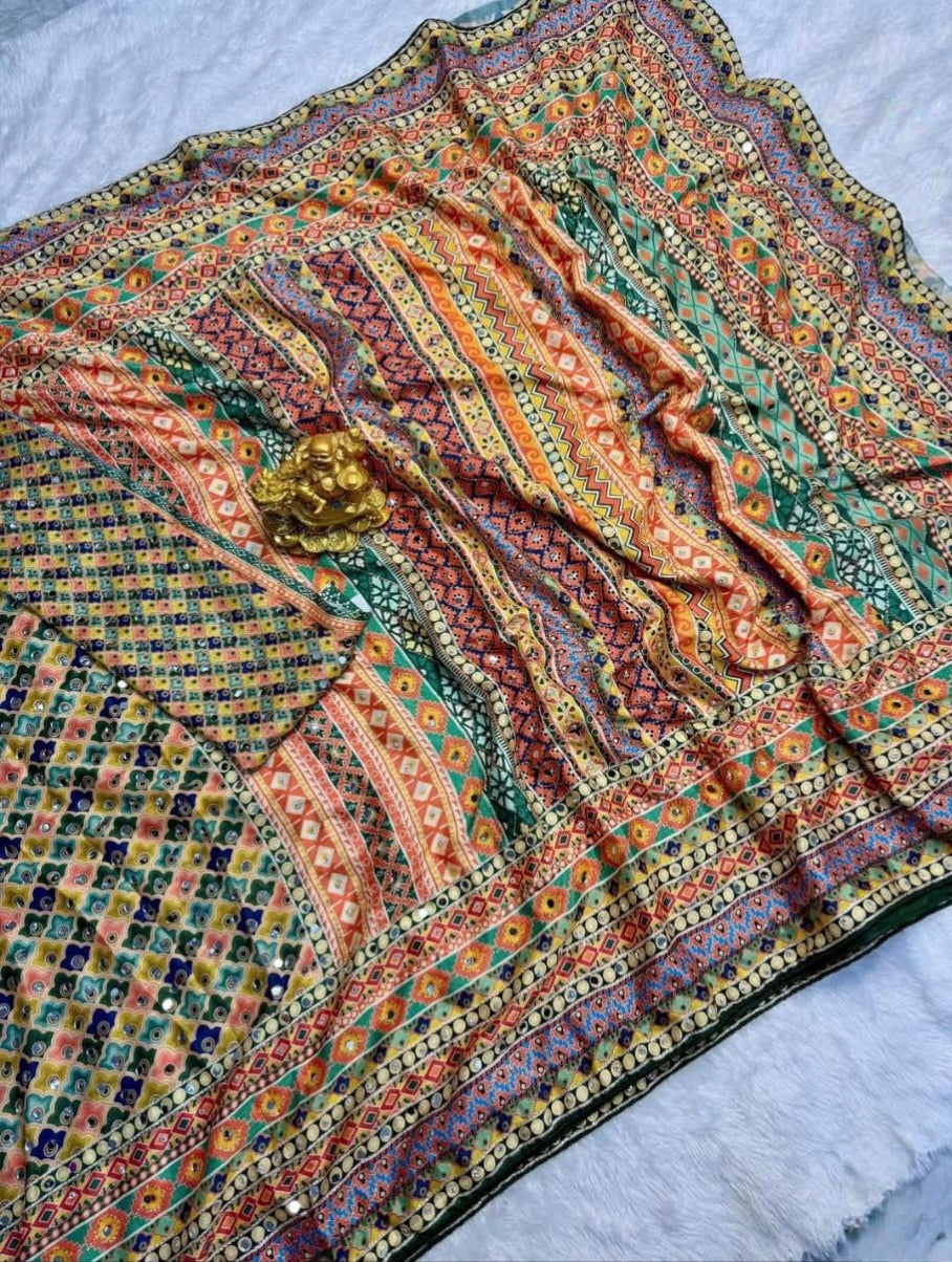 Premium Laya celeb inspired ajrak saree