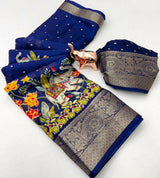 Marshmallow elephant zari weaving saree