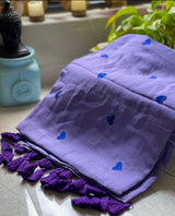 Mul cotton heart embroidery saree