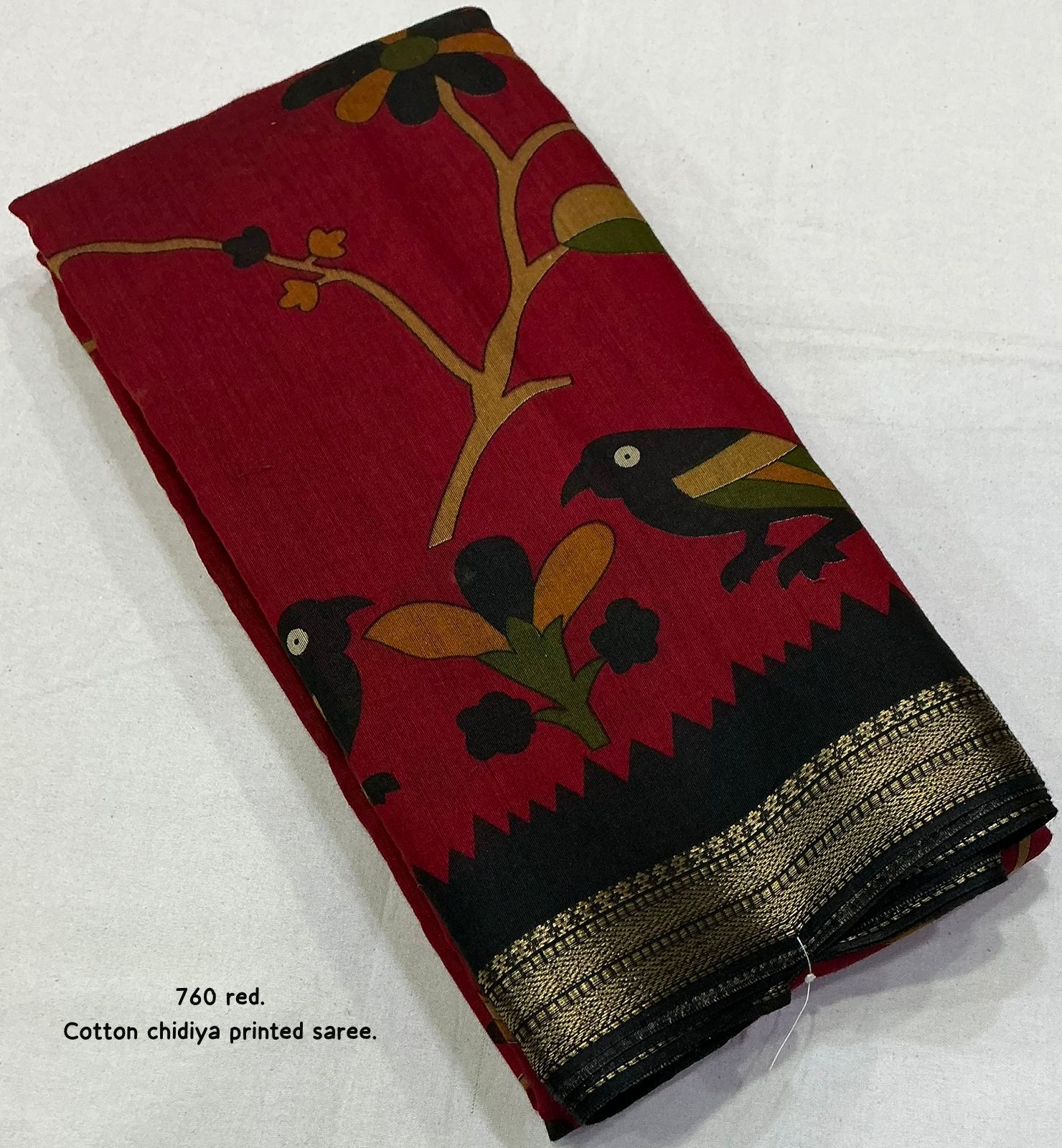 Maheswari Silk Kalamkari Parrot printed Saree