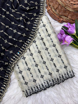 Rangoli heavy mirror embroidery saree