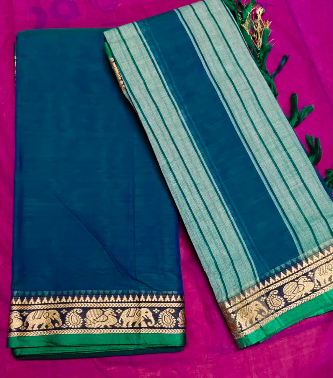 Narayanpeta Elephant Peacock Small boarder dress material
