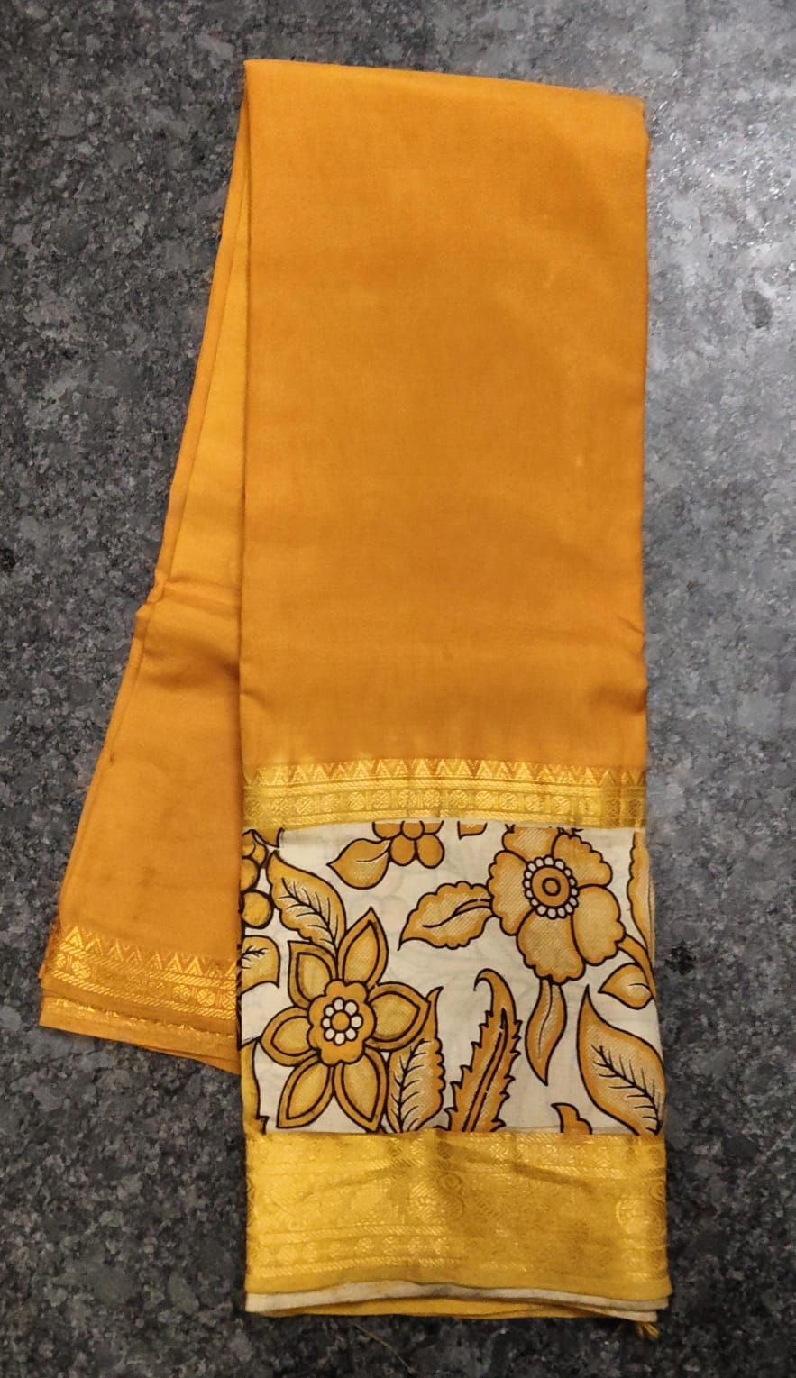 Mangalagiri silk handloom kalamkari gap boarder saree