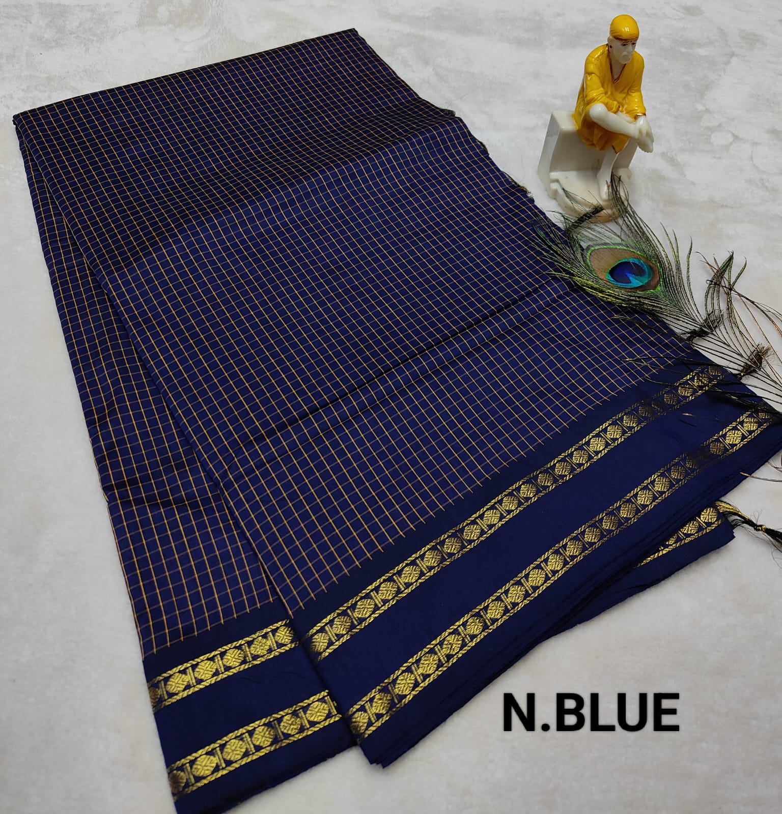 Kalyani Vintage Checked gap boarder saree