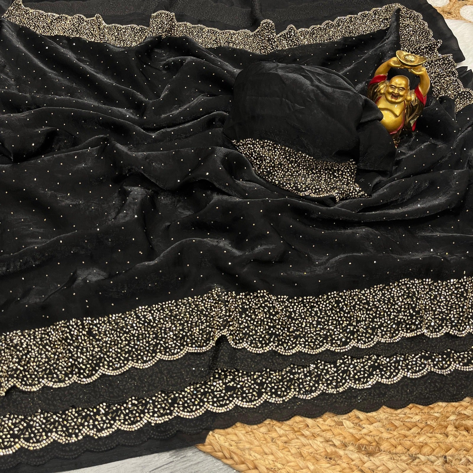 Space silk Diamond work saree