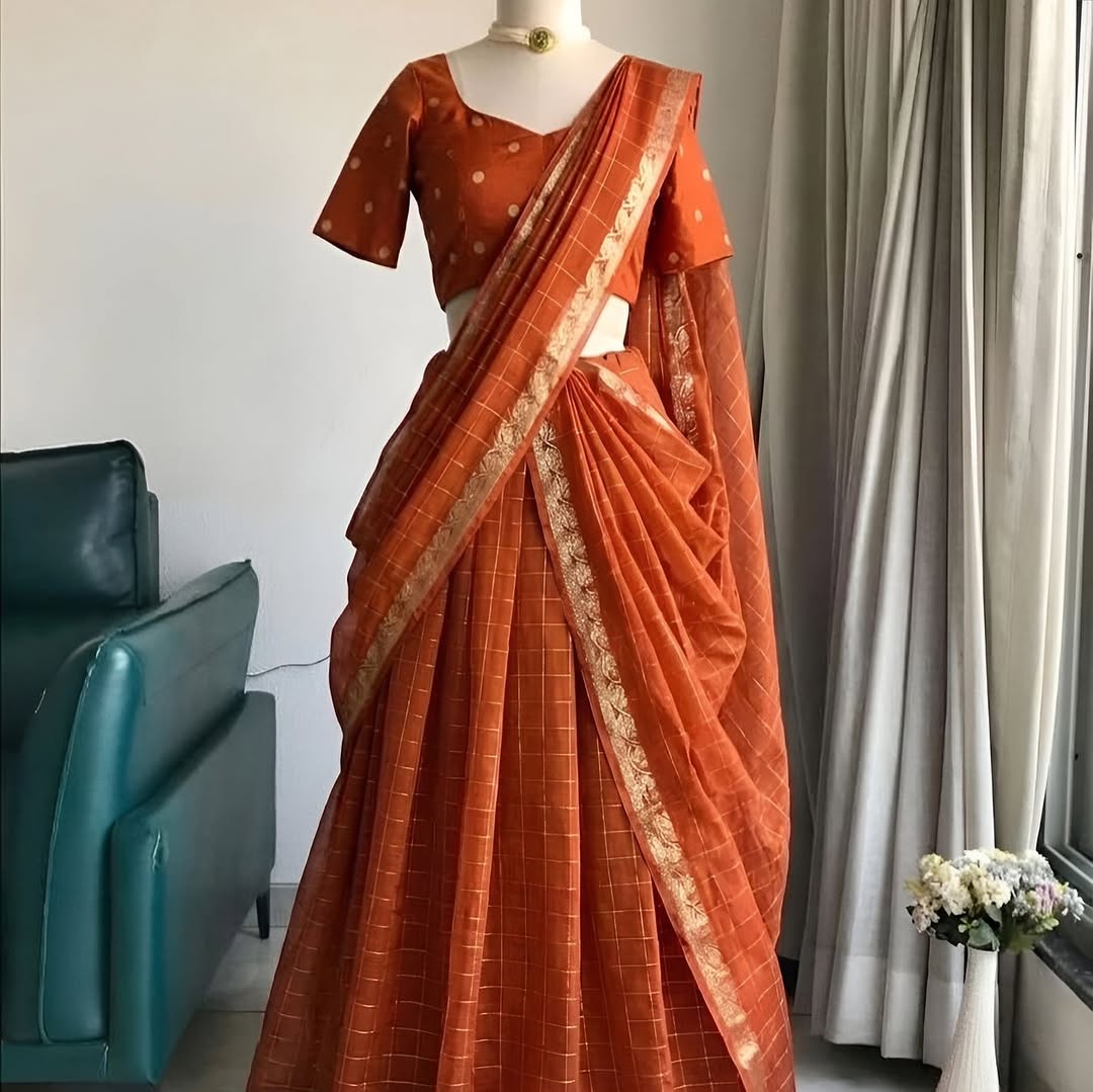 Vintage chex Half saree