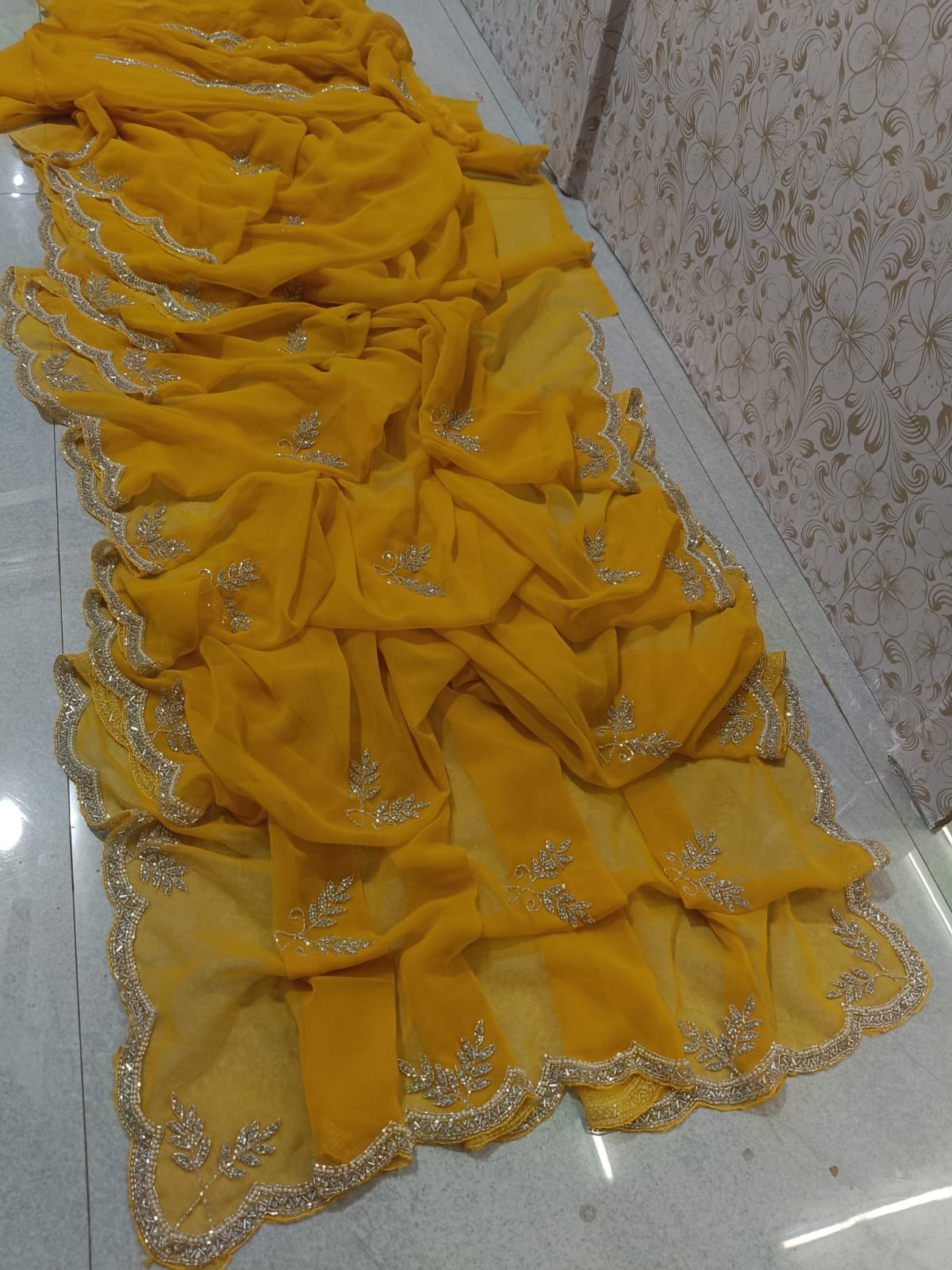 Pure royal georgette handwork saree