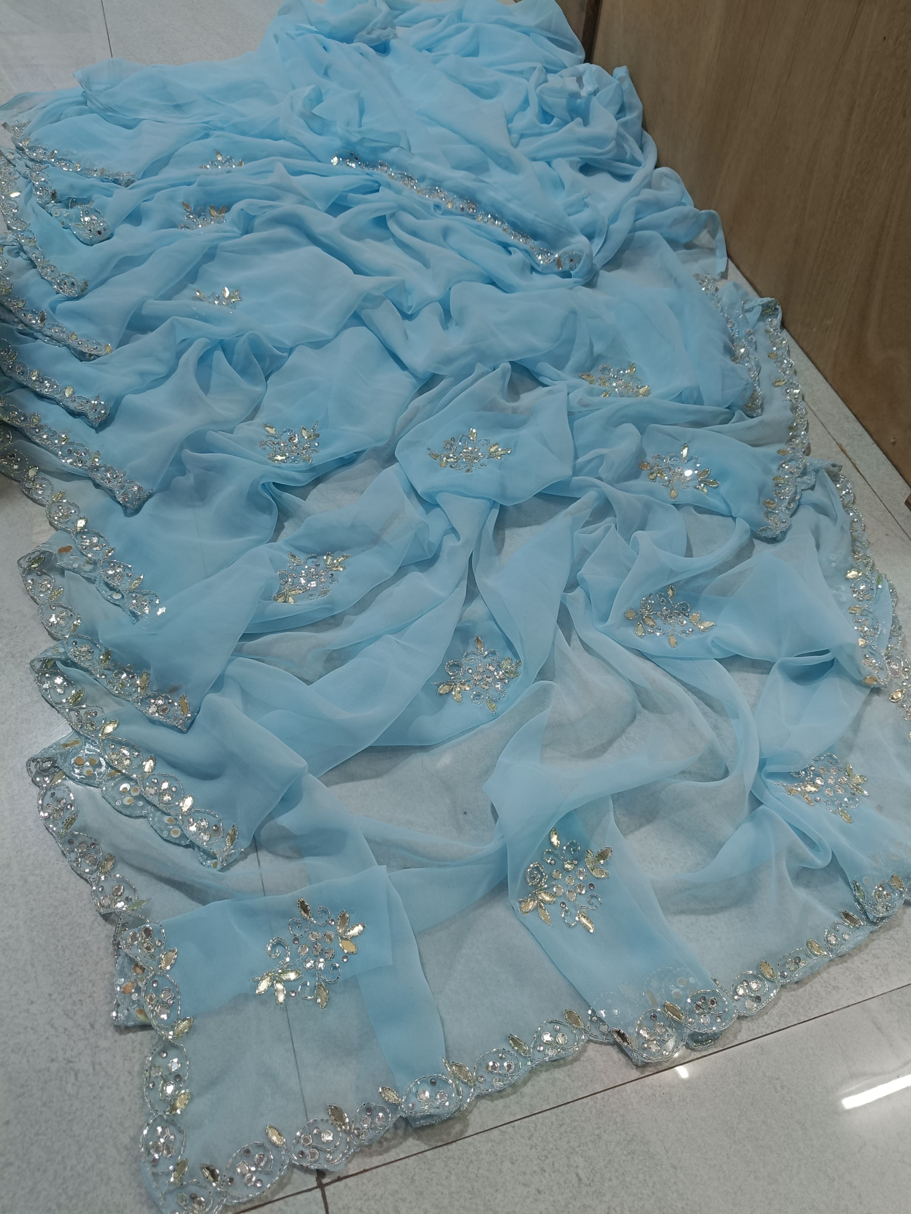 Georgette hand work saree