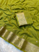 Pure chiffon saree with beads buttis