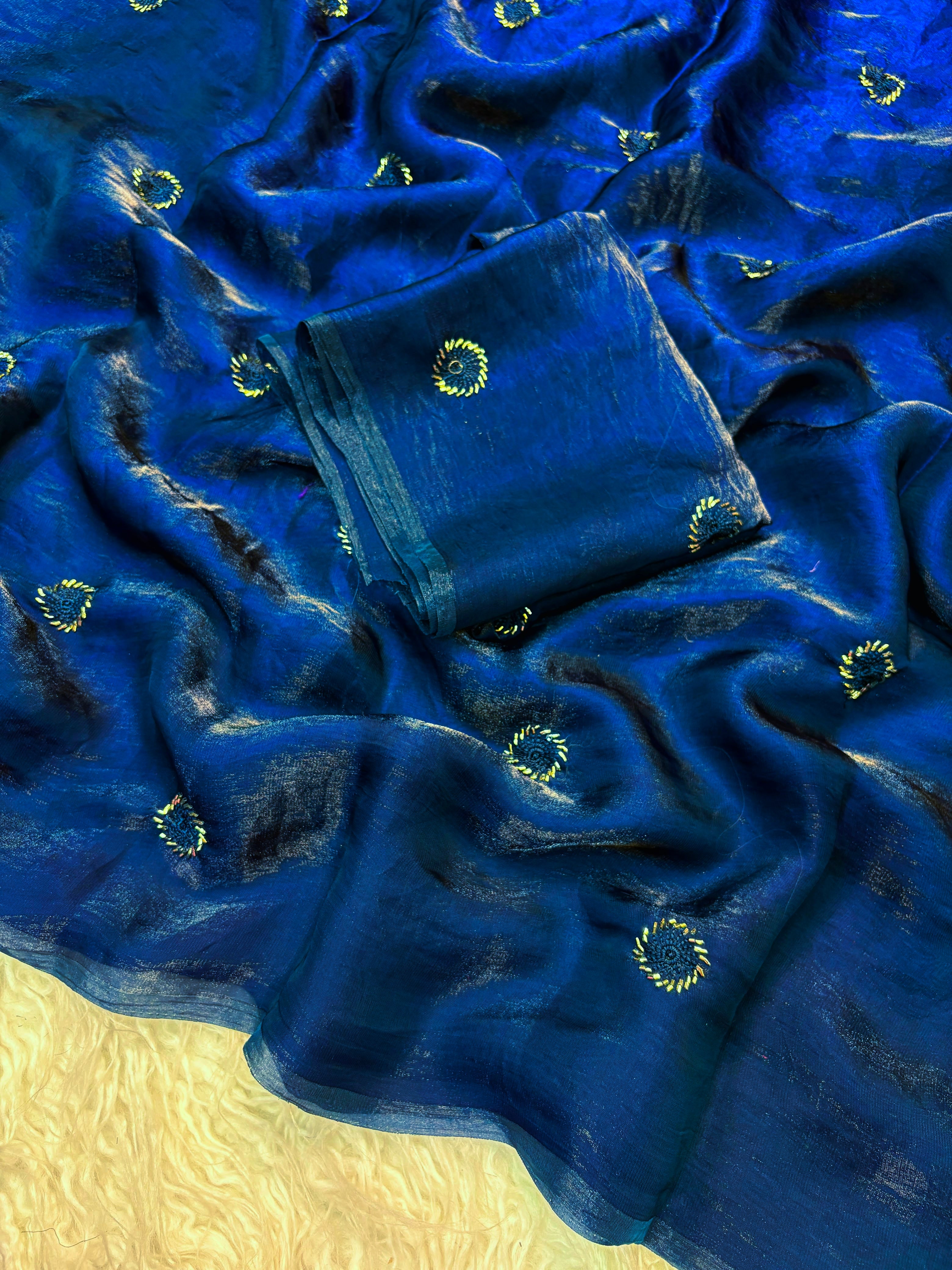 Space silk beads buttis saree