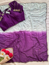 Kajal agarwal inspired chinnon 2 shade saree