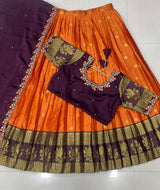 Semi kanjeevaram stype fully stitched half saree lehanga set