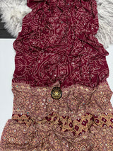 Ajrak Satin design mirror saree