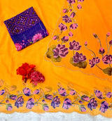 Partywear classy handwork katdana saree