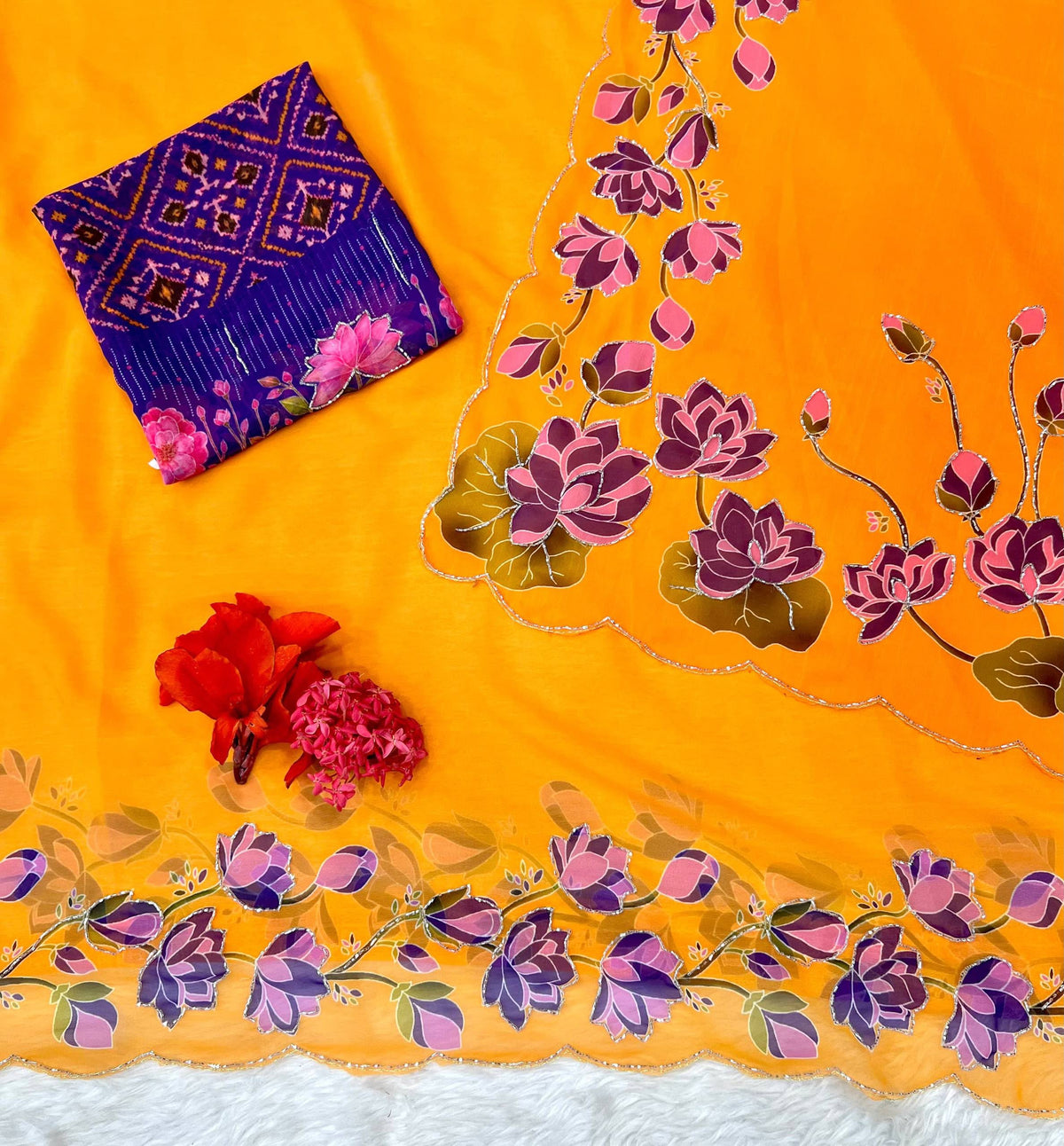 Partywear classy handwork katdana saree