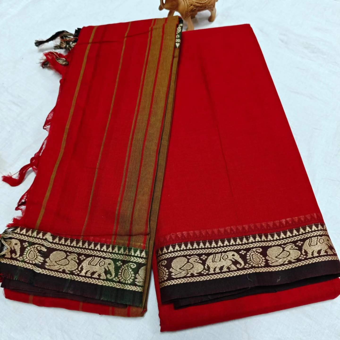 Narayanpeta Elephant Peacock Small boarder dress material