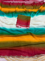 Multi shade party wear saree