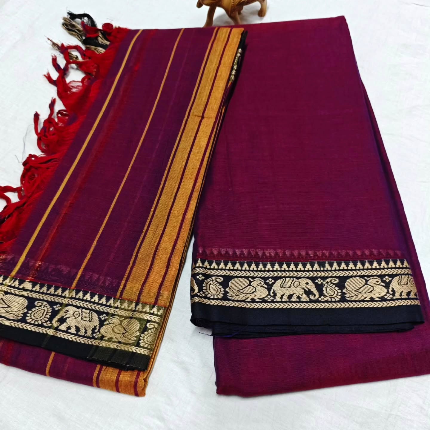 Narayanpeta Elephant Peacock Small boarder dress material