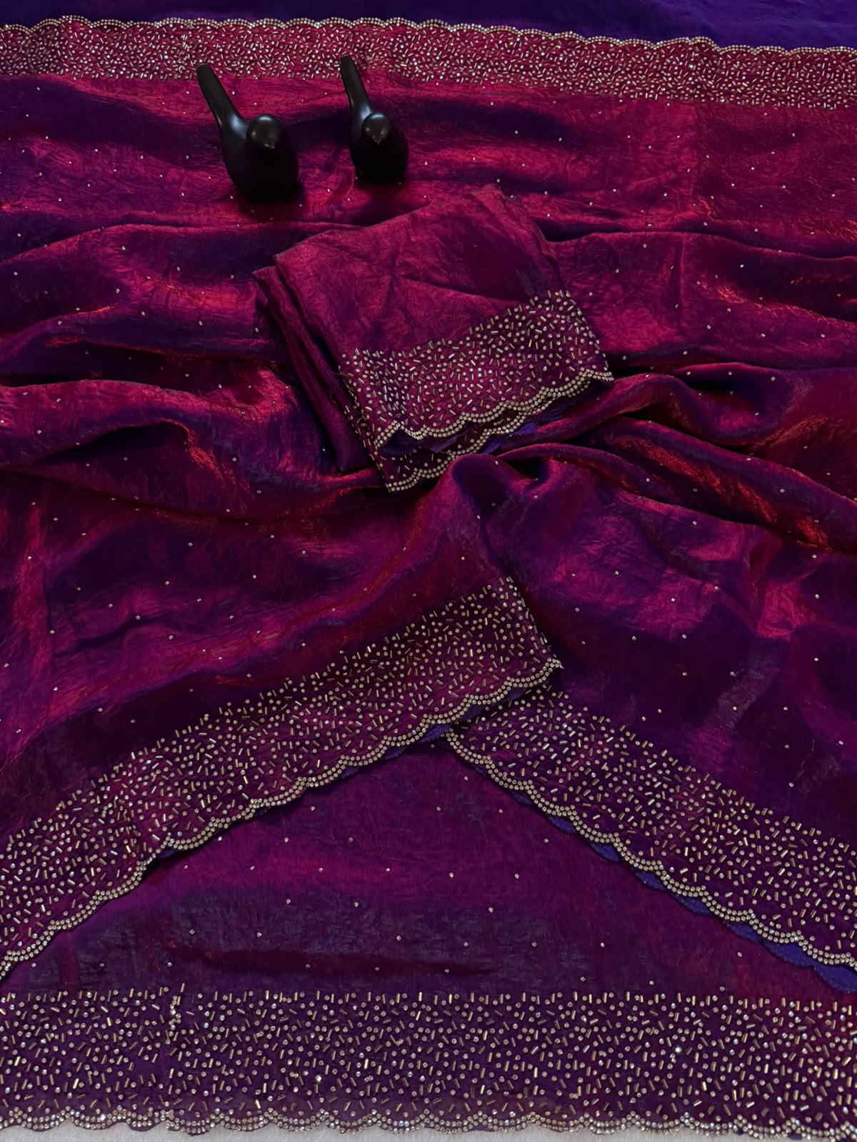 Space silk Diamond work saree