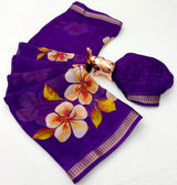 Soft marshmallow georgette floral saree