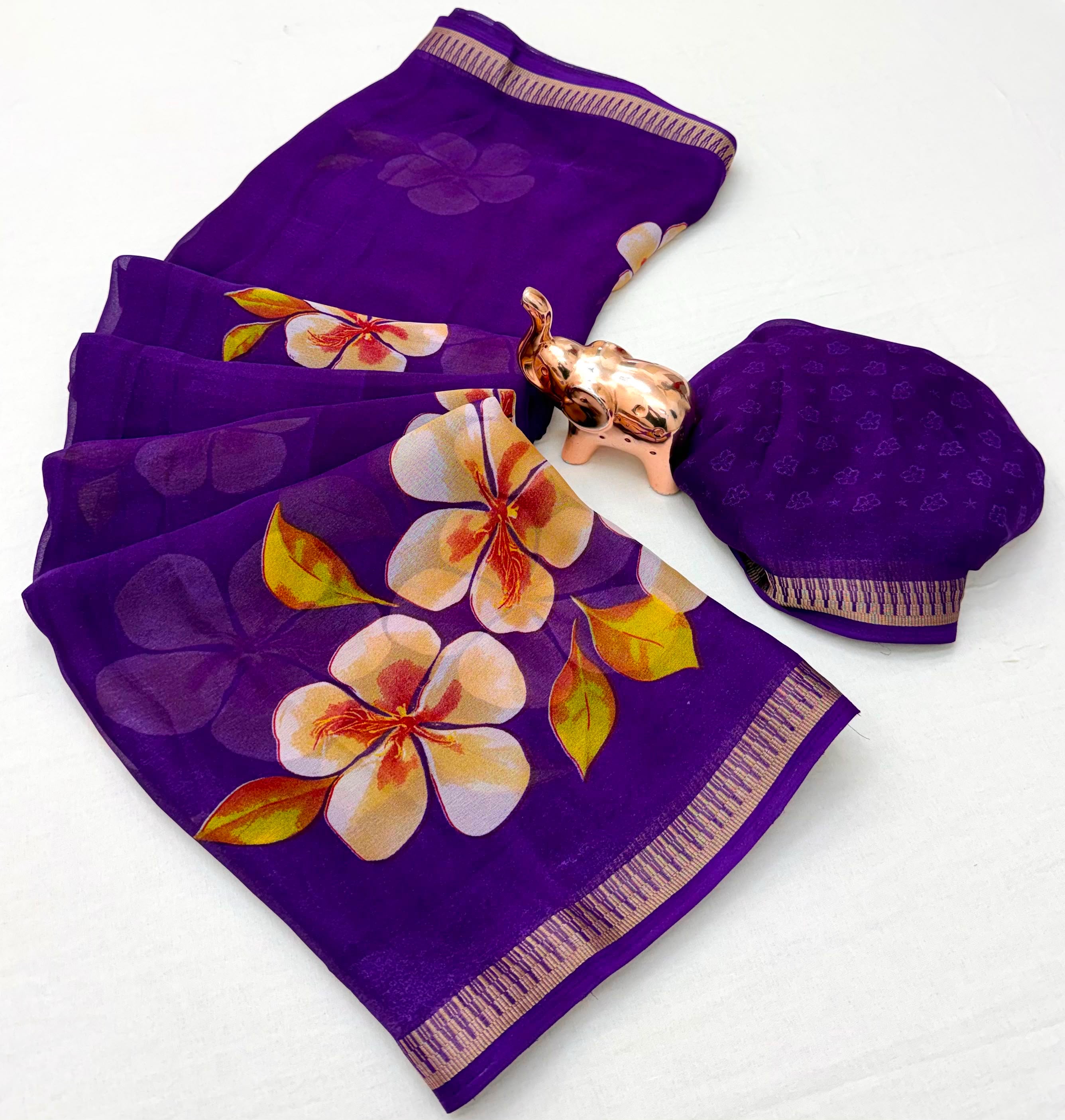 Soft marshmallow georgette floral saree