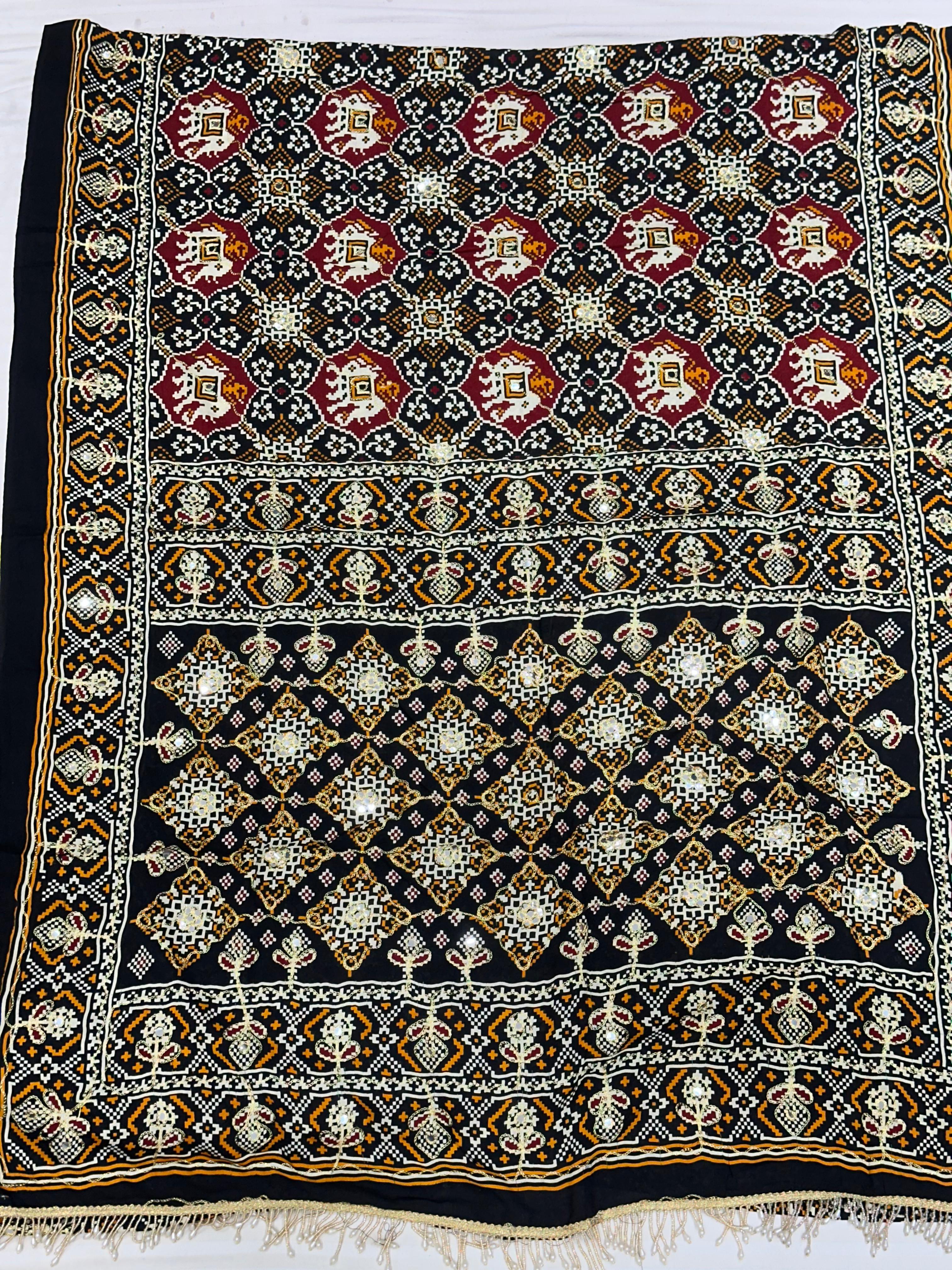Premium quality pure cotton patola printed saree with stylish tassels