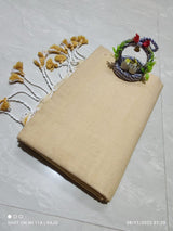 Plain khadi cotton saree with tassels