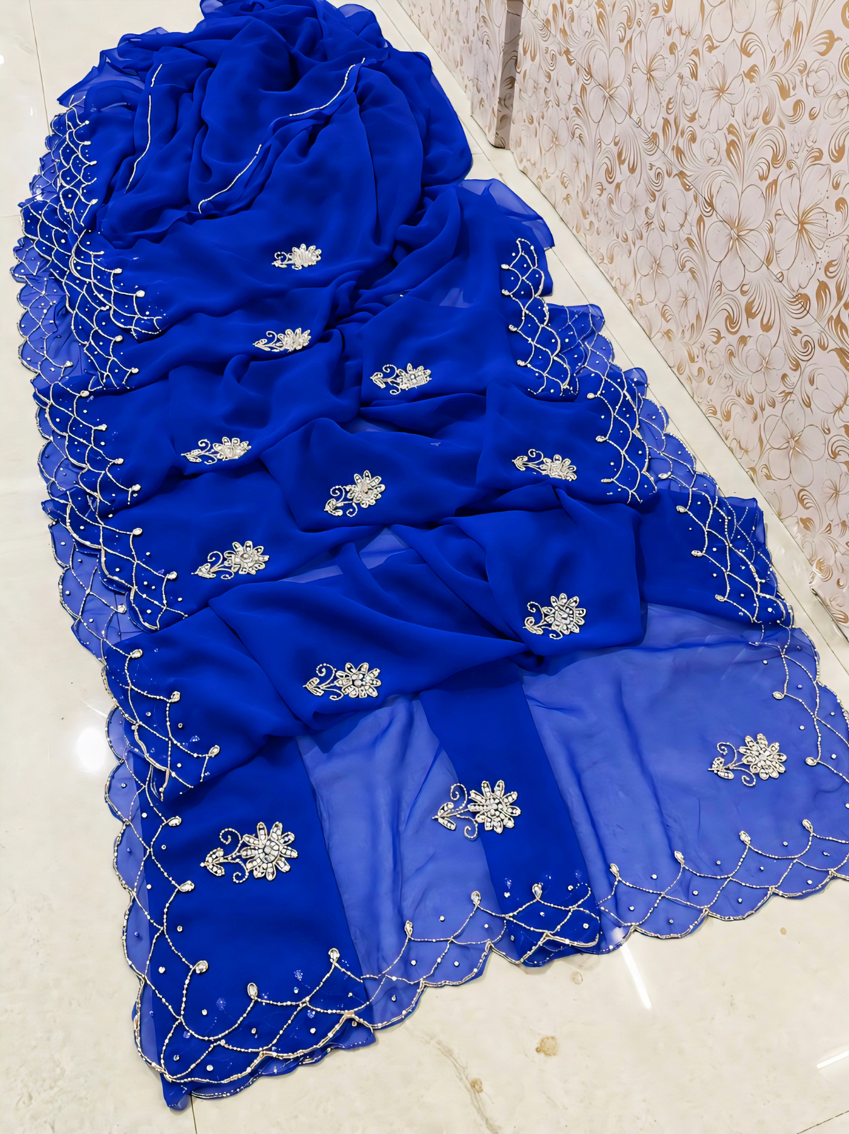 Royal georgette handwork saree