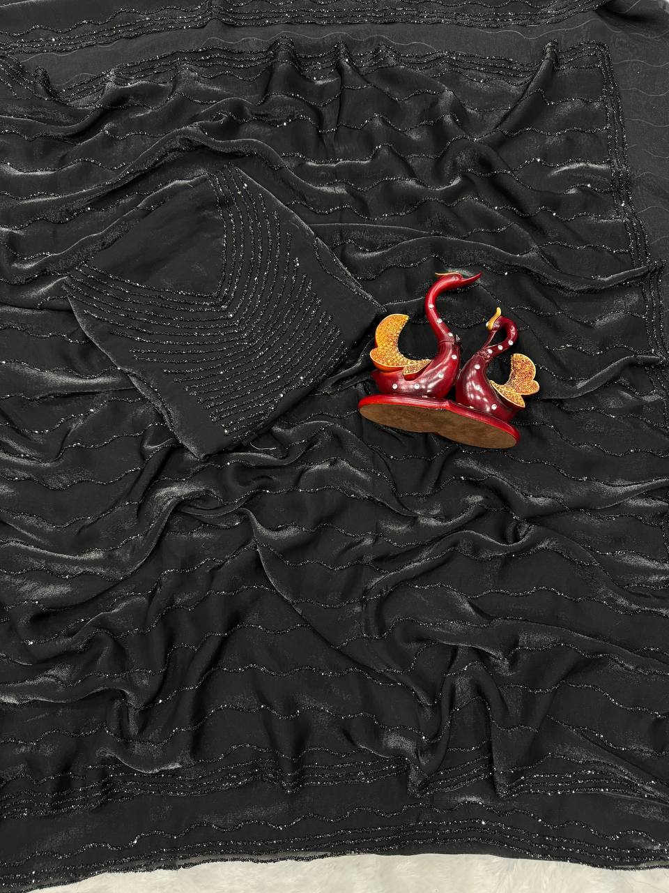 wonderful black cocktail space silk saree