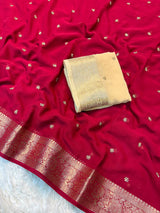 Pure chiffon saree with beads buttis