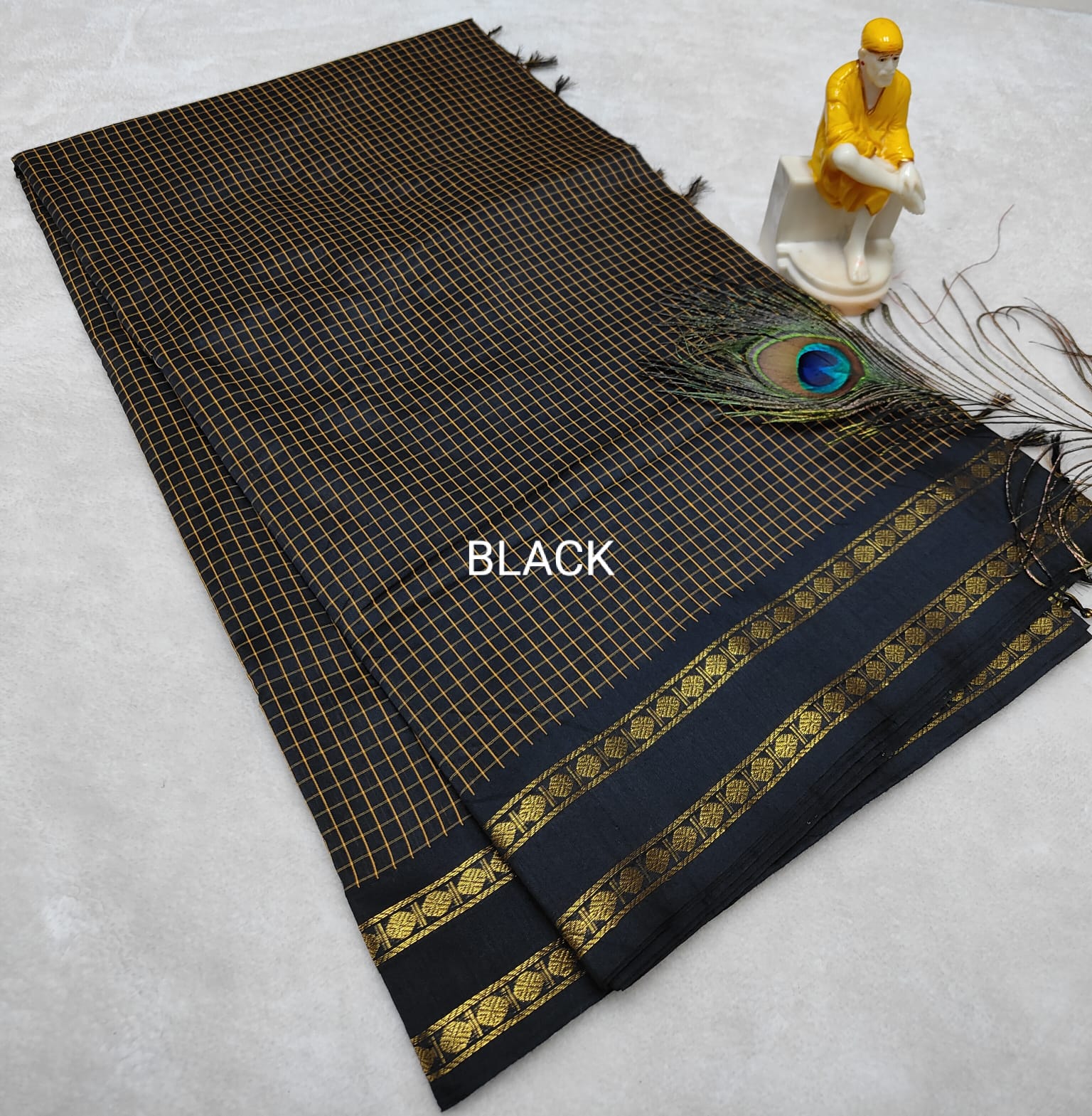 Kalyani Vintage Checked gap boarder saree