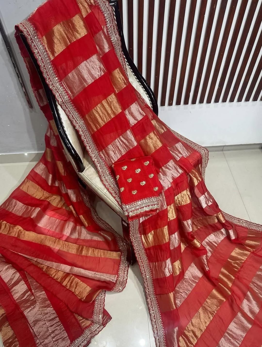 Kaddi georgette tissue weaving saree