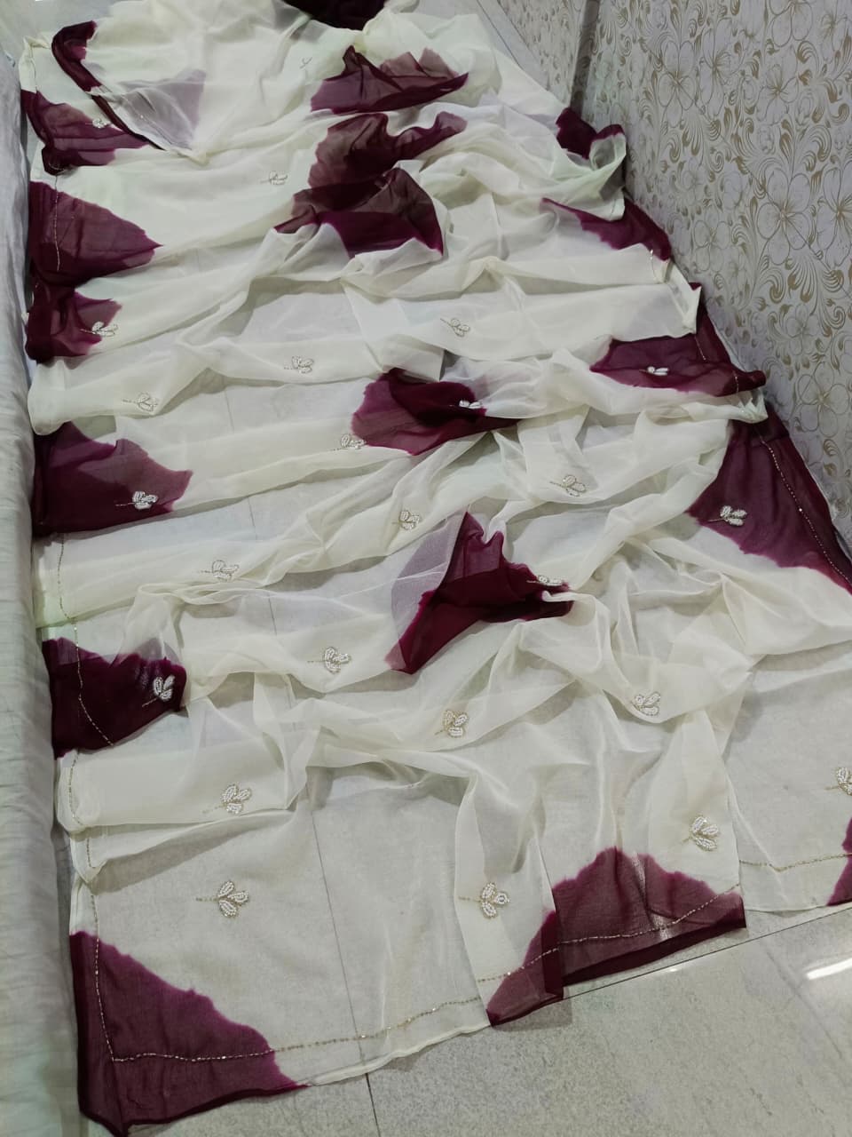 Chiffon butties shibori dye saree