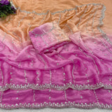 Space silk dual shade original beads work saree