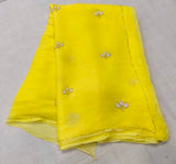 Soft chiffon saree leaf pattern