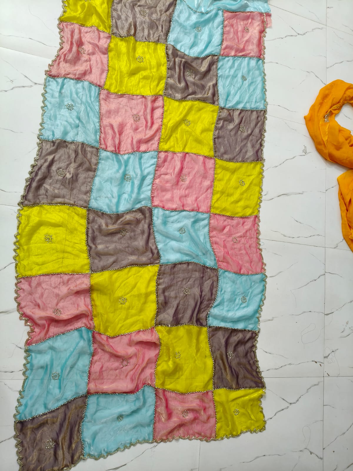 Luxe Designer Space silk Handwork multi colour saree