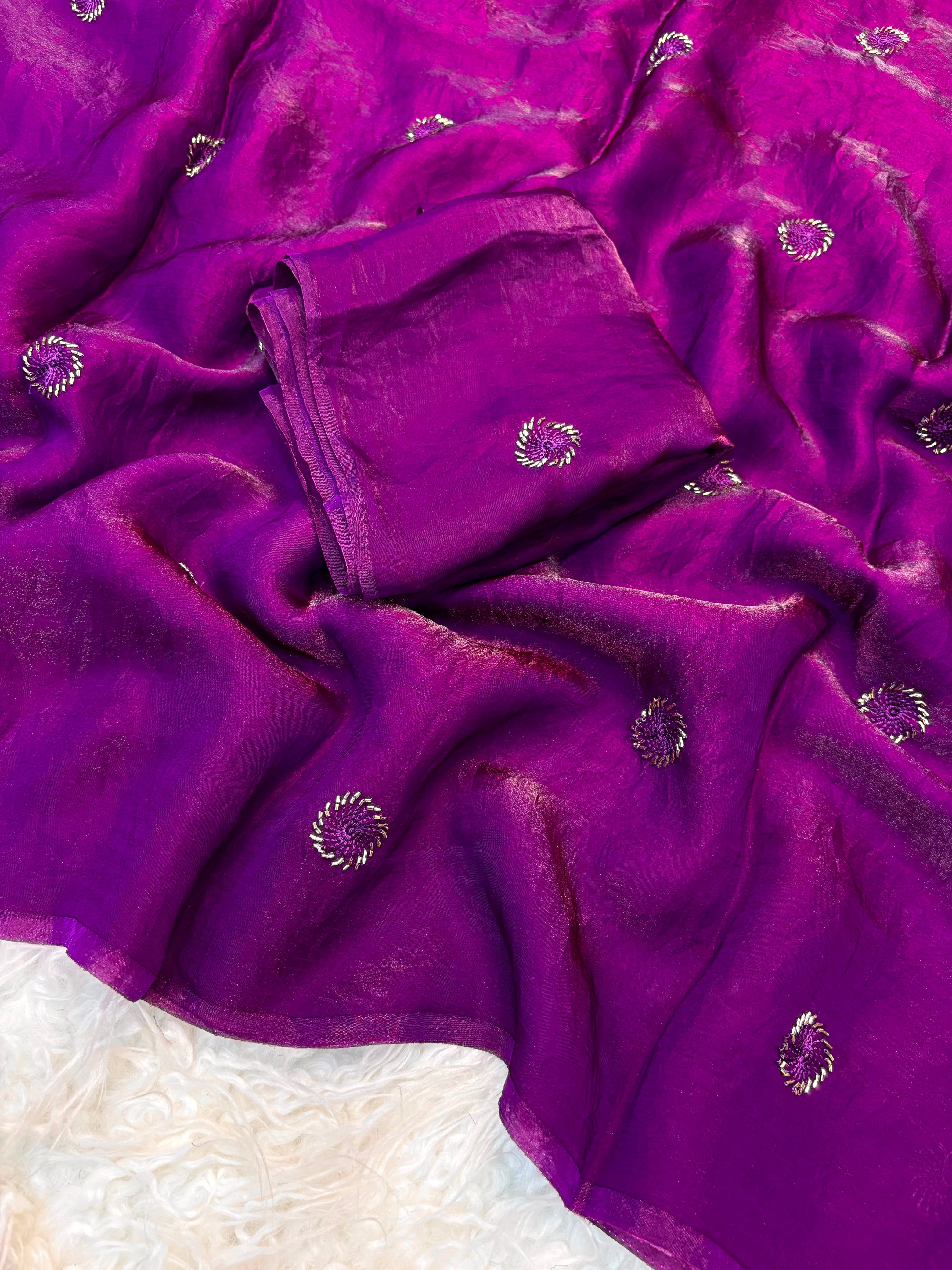 Space silk beads buttis saree