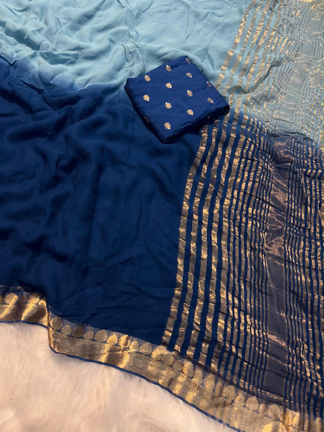 2 shades viscose georgette saree