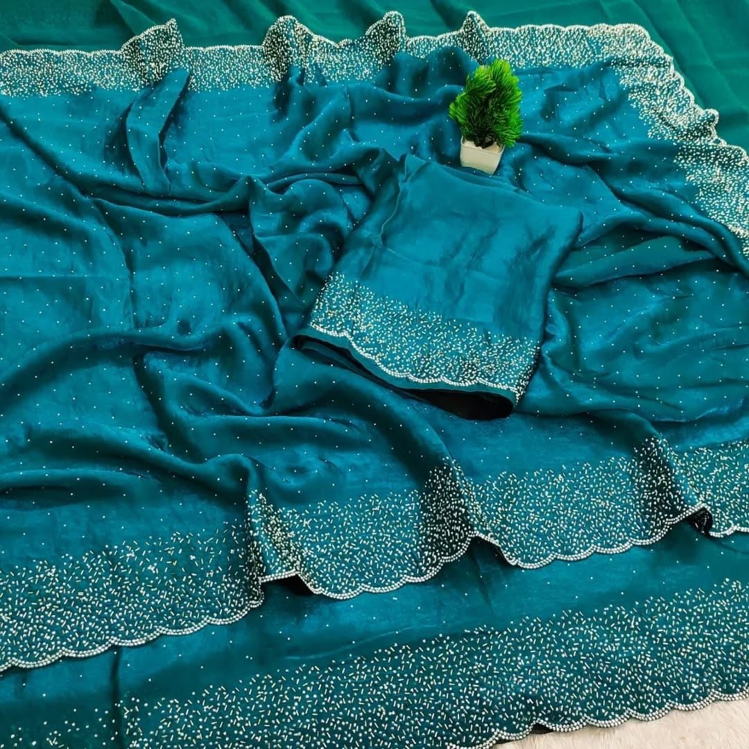 Space silk Diamond work saree