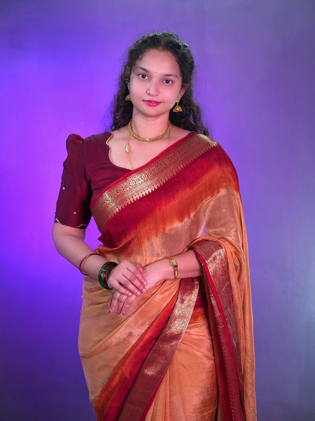 Kanjivaram style chinnon crepe silk saree